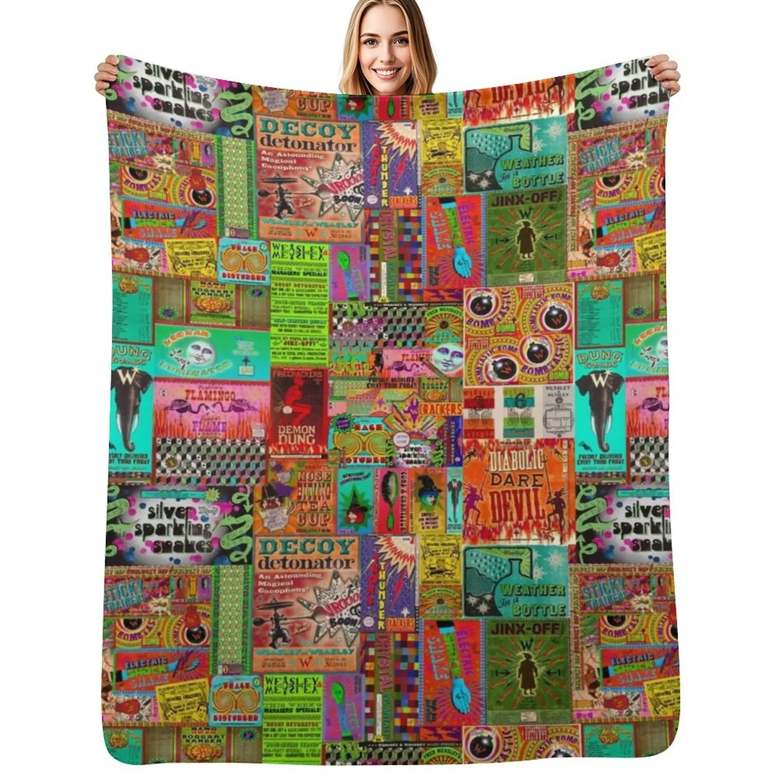 Weasley's Wizard Wheezes Collage Throw Blanket decorative Retros Multi-Purpose Furrys Thin Sofas Blankets
