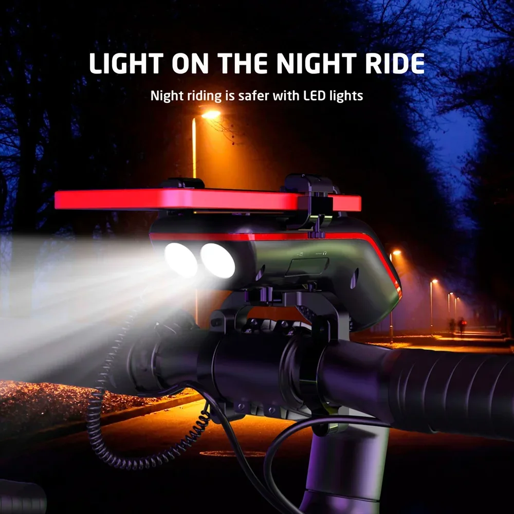 UPPEL 10 in 1 Bike Light 5000mAh Rechargeable Front Lamp Bicycle Phone Holder with Bluetooth Speaker Cycling Bell Accessories