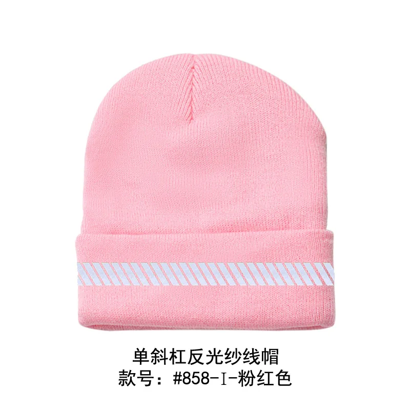 Glow in Dark Noctilucent Reflective Knit Hat Safety Beanies Men Women High Visibility Beanie Neon Winter Knit Caps, image 9