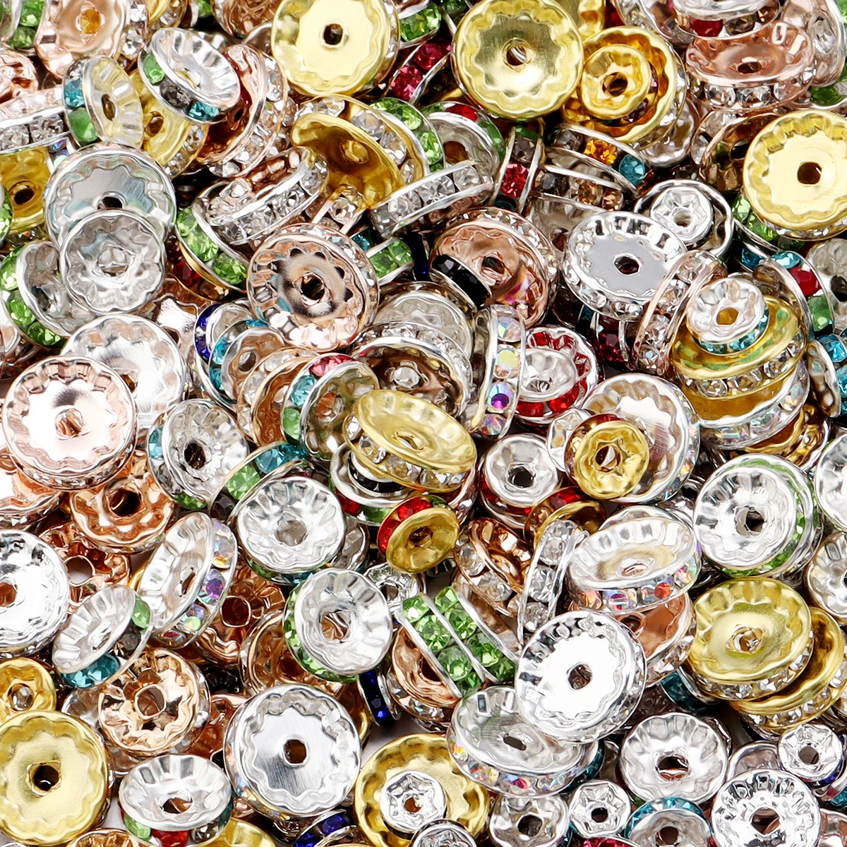 50/100 pçs strass rondelles contas de cristal solto espaçador contas para diy jóias fazendo acessórios suprimentos atacado