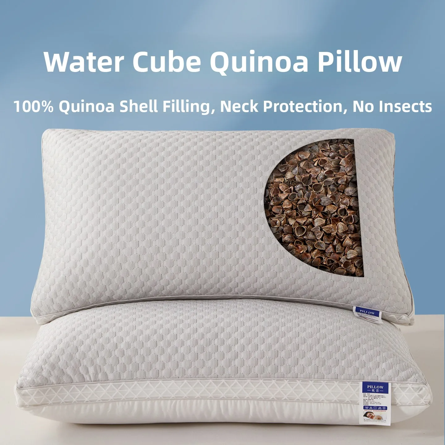 

Cooling Sensation Buckwheat Pillow Core Bedroom Use Sleep Aid Neck Support Double Sided Rectangular Hard Support Office Use