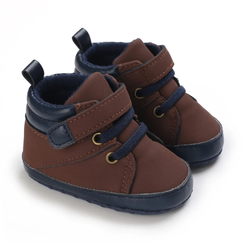 

Infant Baby Boys Booties Newborn Cozy Fleece Warm Winter Boots Toddler Lace Up First Walking Shoes