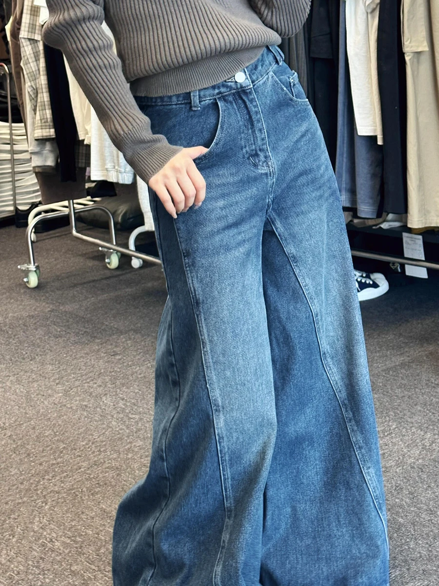 REDDACHiC Rigid Denim Elephant Bell Bottoms Y2k Vintage Women Baggy Jeans Low Waist Loose Wide Leg Flared Jeans Blue Loon Pants