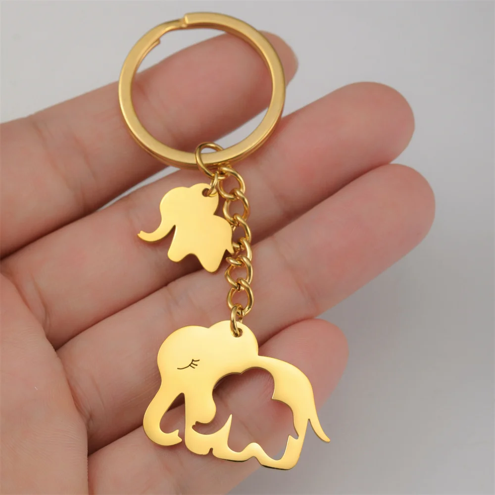 

My Shape Lovely Elephant Keychain Stainless Steel Key Ring Animal Key Holder Jewelry Women Men Elephants Lovers Souvenirs Gifts