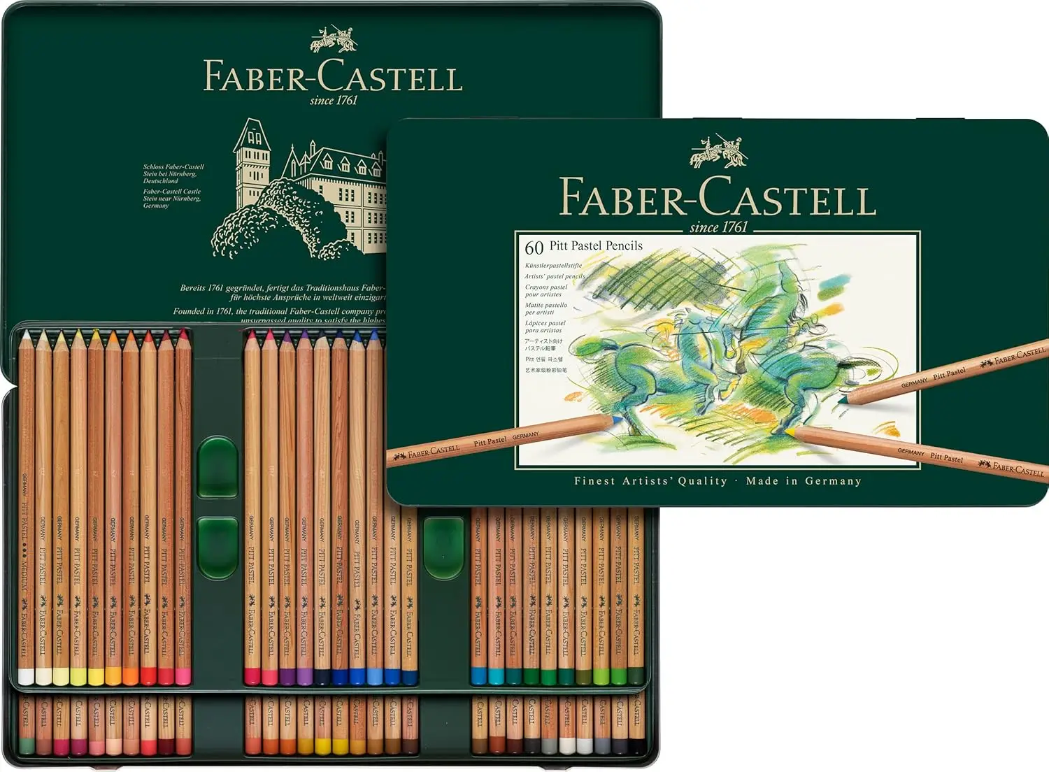 

60 Pastel Pencils in Tin - Soft Colors for Art & Drawing, Ideal for Artists & Students