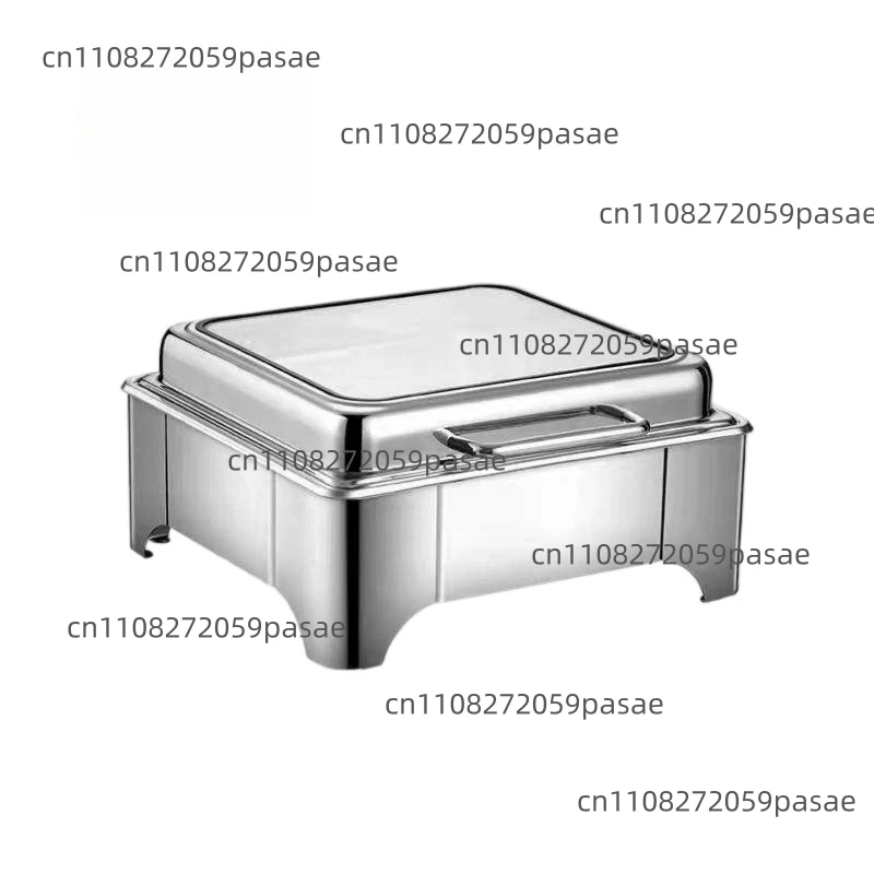 Stainless Steel 201 Silver Heating 6L Square Buffet Stove Transparent Flip Cover Hotel Canteen Breakfast Insulation Pot