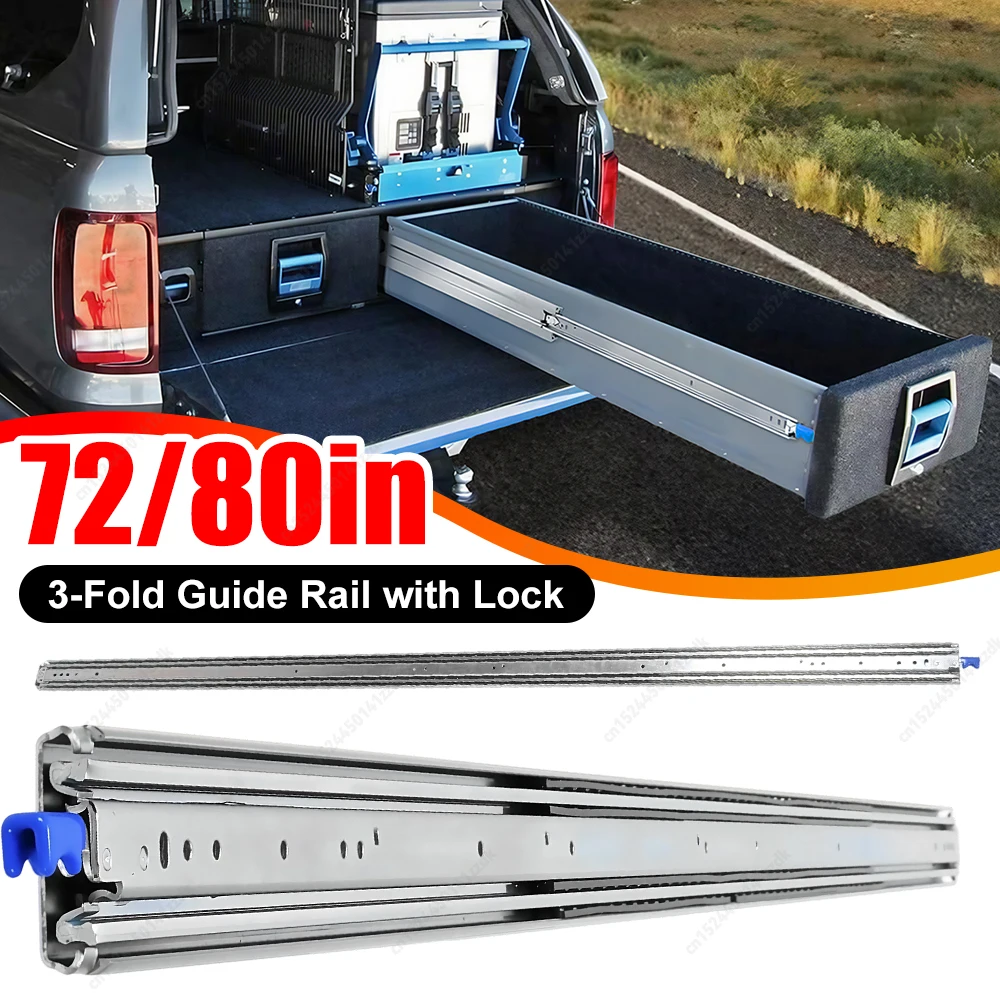 

Промышленные направляющие для выдвижных ящиков с боковым креплением, 3-секционные, с фиксатором, профессиональные направляющие для автодомов, грузовиков, механических шкафов