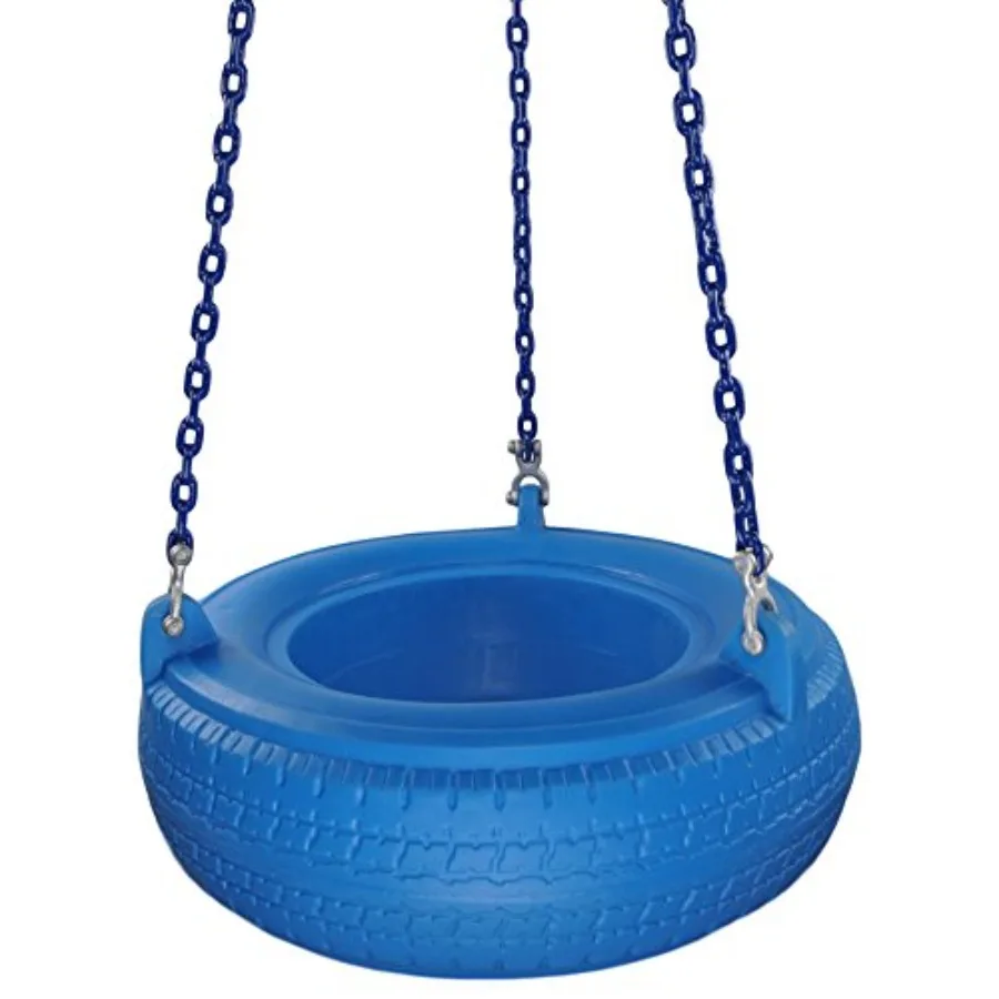 

Set Stuff Plastic Tire Swing with Coated Chain Sss Logo Sticker Playground Blue