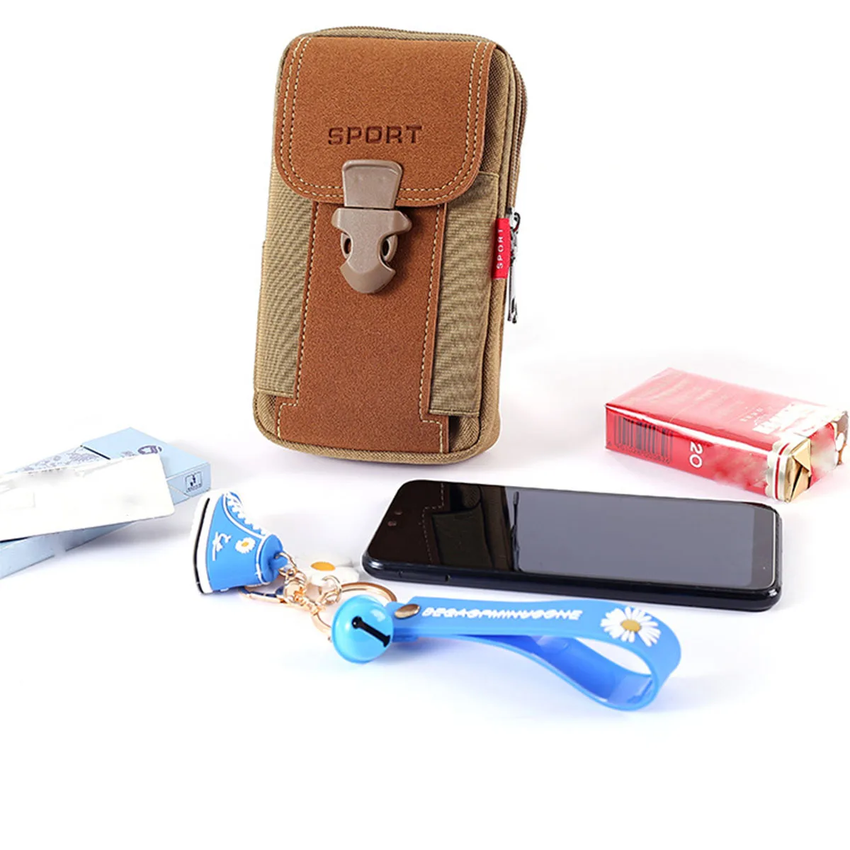 กระเป๋าคาดเอวโทรศัพท์มัลติฟังก์ชั่นพร้อมเข็มขัดสําหรับงานก่อสร้างผ้าใบกระเป๋าโทรศัพท์แบบพกพาสไตล์แนวตั้งสําหรับชุดทํางาน