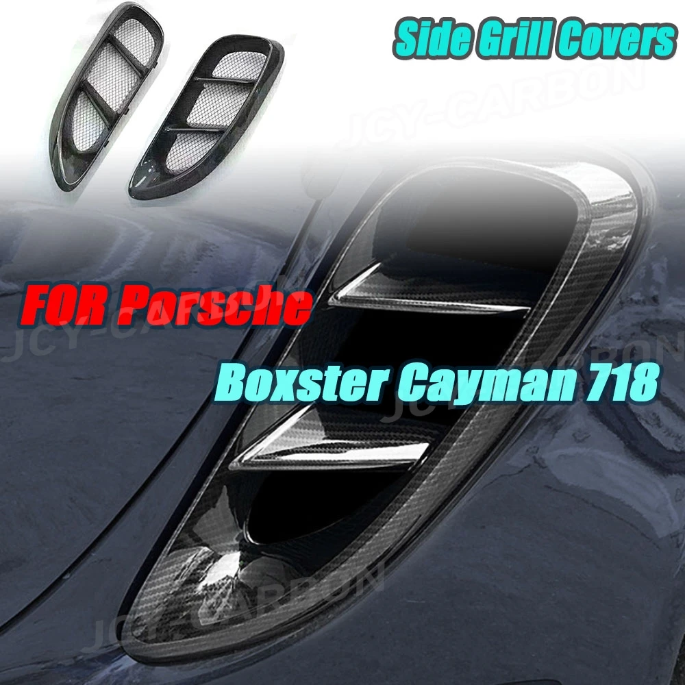 

Dry Carbon Fiber Rear Fender Side Air Vent Outlet Trim Mesh Grill Covers For Porsche Boxster Cayman 718 2016-2019 Accessories