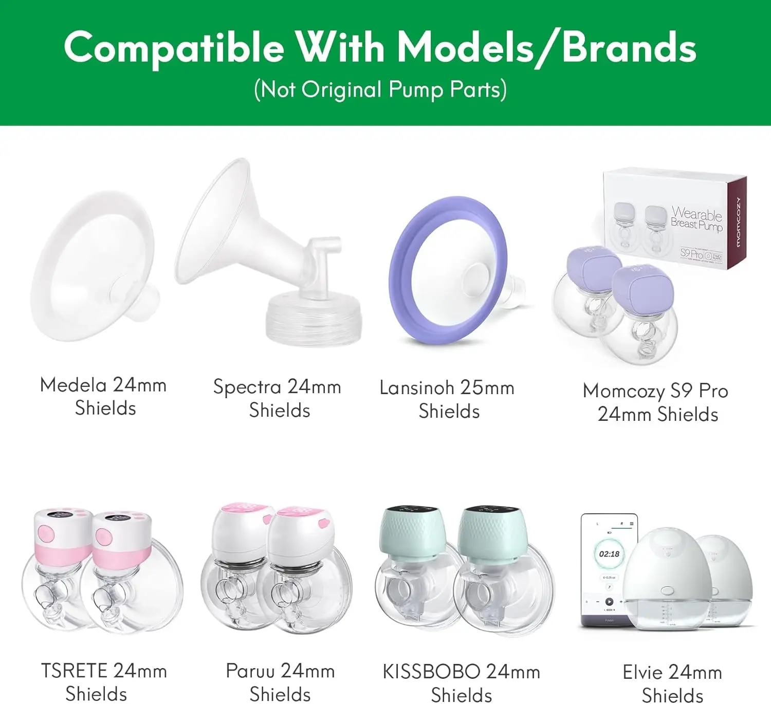 Flange Inserts 13/15/17/18/19/20/21mm Compatible with Momcozy/XIMYRA/YOUHA Etc 24mm Wearable Breast Pump 24mm Shield/Flange