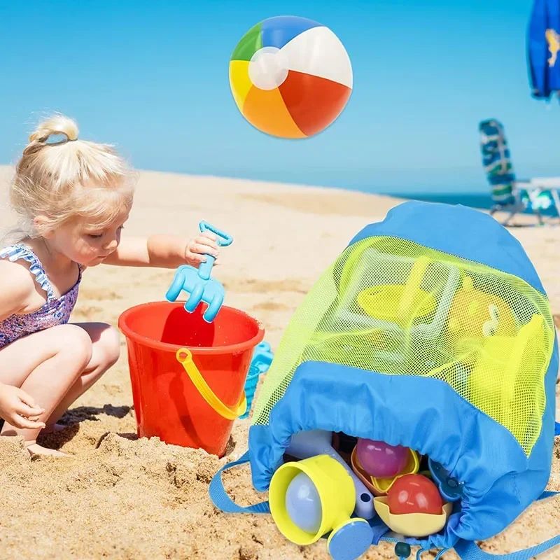 1 PC Beach Bag Foldable Portable Mesh Swimming Bag for Children Beach Toy Baskets Storage Bag Outdoor Swimming Waterproof Bags