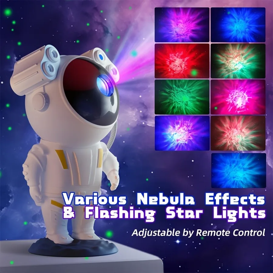 

3D Astronaut Star Projector Night Light 360° Rotation Galaxy LED Space Lamp with Remote Control Detachable Base for Bedroom Deco