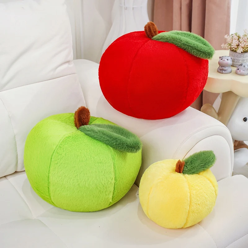 Apple Plush Toy Large Doll Red Green Yellow Pink Stuffed Plant Pillows Round Cushion Girl Kid Boy Gift Big Cotton Hug Room Decor