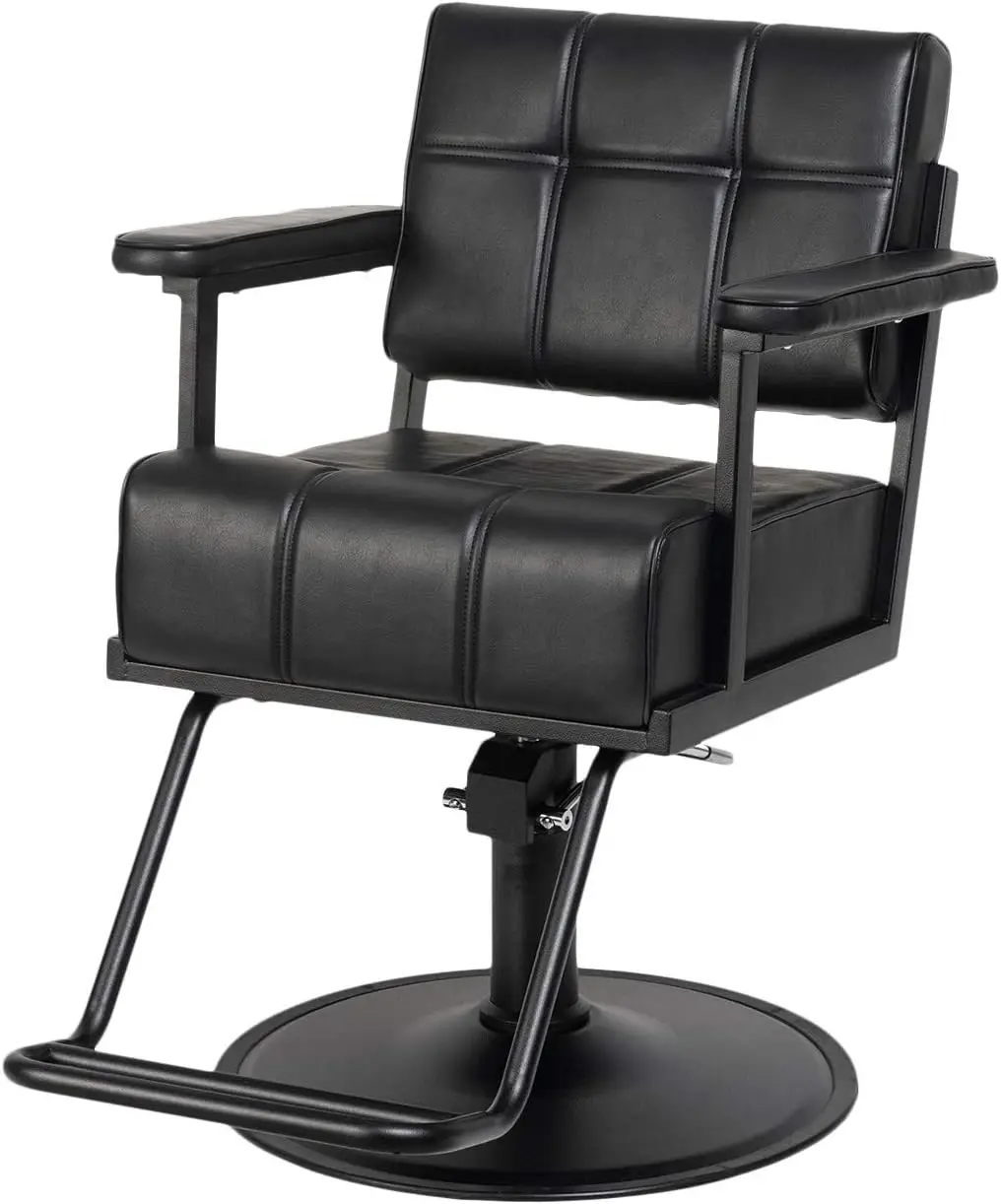 Buy-Rite Obsidian Styling Chair for Professional Salons and Spas, All-Black Modern Hair Stylist Chair - Extra-Wide Seat, Lower