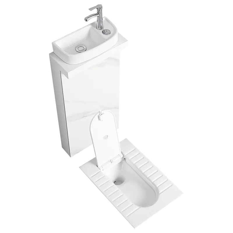 Integrated with Cover Plate Toilet with Wash Basin Flushing Cistern Whole Suit Flip Squat Toilet Potty Chair