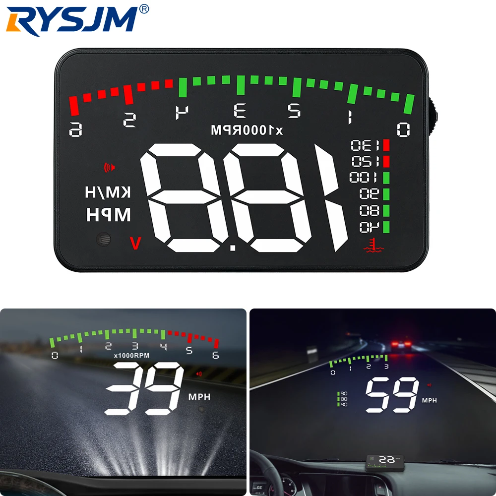 Car Head Up Display A900 OBD2 HUD Windshield Projector Speedometer Tachometer RPM MPH KMH Water Temp Voltage Overspeed Warning