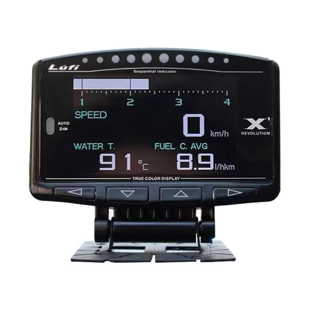 Lufi X1 OBD2 Digital Gauge Turbo Boost Oil Pressure Water Temperature for Car Air RPM Fuel Speed EXT Oil Meter OBD HUD Display