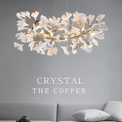 Nordic Pendant Lights Porcelain Leaves Hotel Living Room Decoration Light Modern Kitchen Island Pendant Lights Bedroom Decor