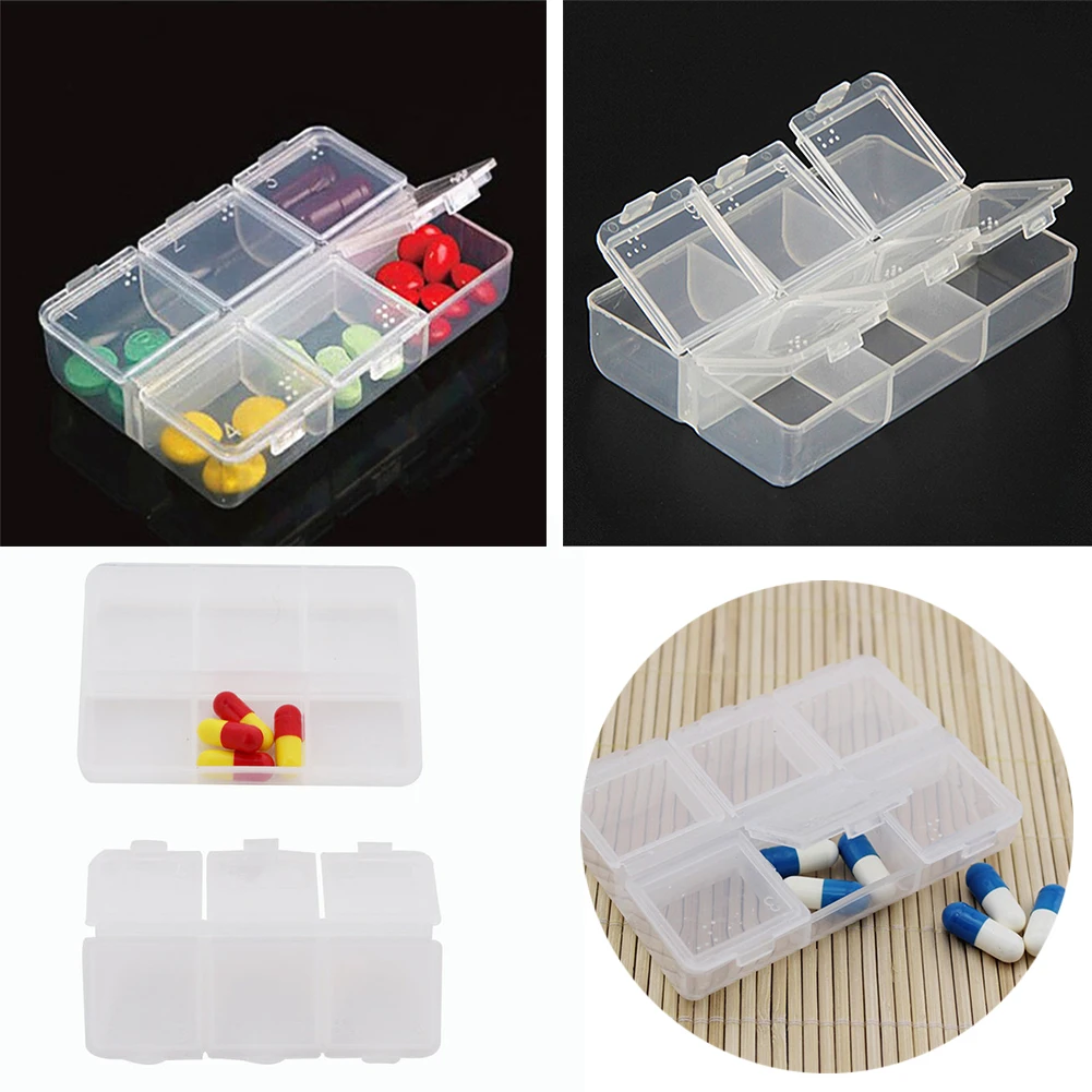 Portable Pill Cases Travel Dispen Storage Container Colorful Drug Dispenser Packing Container 6 Slot Moisture-proof Pill Box