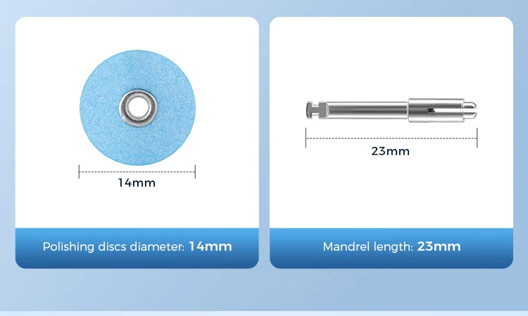 40 Stück/Box AZDENT Dental-Polierscheiben 12mm Polierer Doppelseitig Aluminiumoxid mit Dorn CA2.35mm Zahnarztwerkzeug – Detail 10