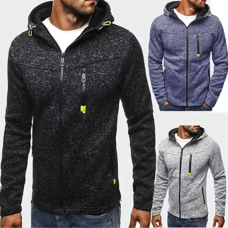 

2024 New Men's Variegated Jacket Autumn Winter Warm Zip-up Hoodie Coat Fashion Sports Casual Slim-fit Coat Multi-size