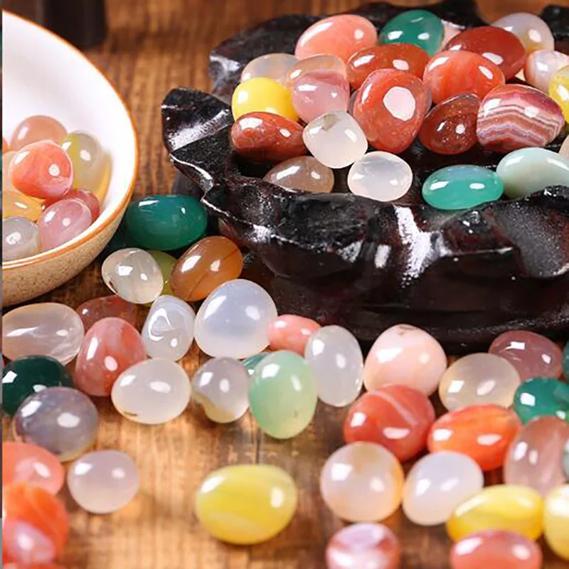 Natural Colorful Mixed Tumbled Agate Crystal Bulk Mix Assorted Gem Stone Tumblestone Polished Gemstone