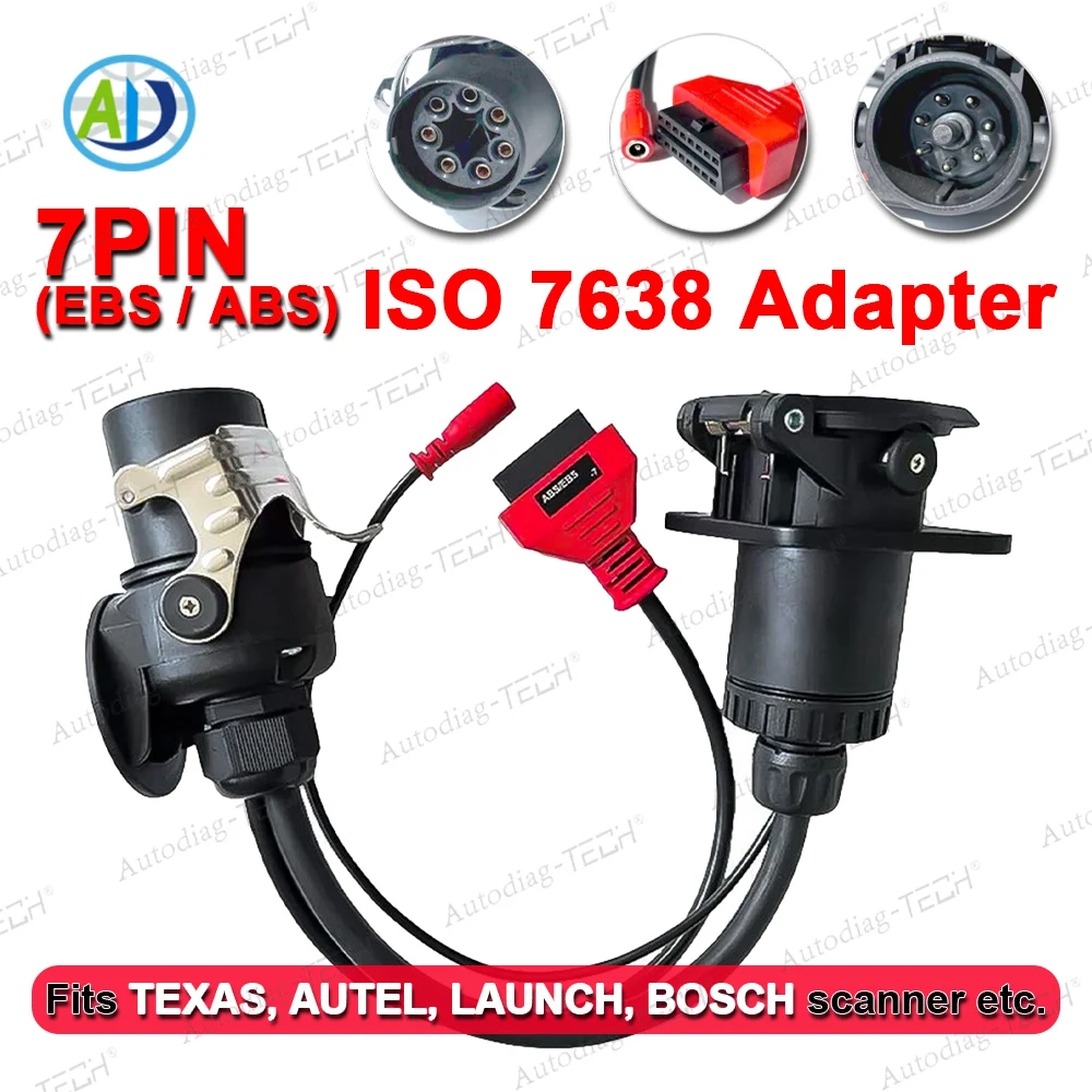 

Trailer ISO 7638 7pin Connector Truck OBD2 Diagnostic Cable for Bosch/Autel/Autocom/LUANCH Scanner Truck EBS Diagnostic Cable