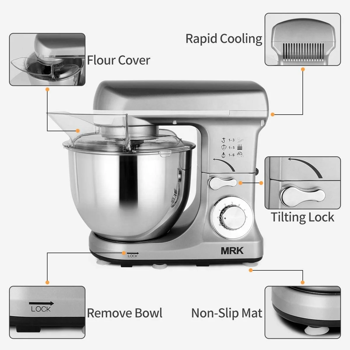 Ready to ship MRK Stand Mixer 5L 1000W Electric Dough Mixer Kitchen 8 Speed Tilt-Head Cake Food Mixer