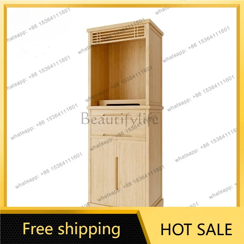YJ Solid Wood New Chinese Hall Altar Table Household Standing Shrine Cabinet Home Incense Worship Stand For God of Wealth