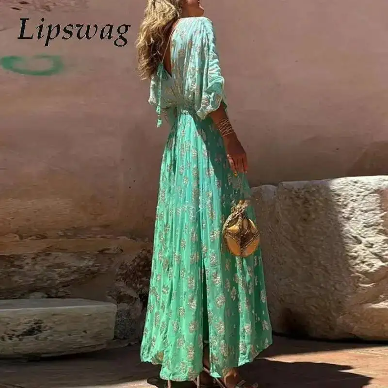 

High Street Свободные брюки с разрезом и v-образным вырезом Цельный элегантный комбинезон с принтом на талии Женский женский пляжный комбинезон с расклешенными рукавами и открытой спиной