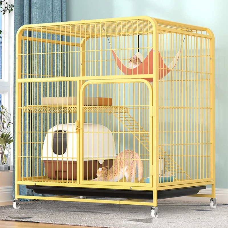 

2 Layers Cat Villa Indoor Extra Large Free Space Pet Cage Kitty Climbing Frame House All-in-One Cats Villas Movable Cat Castle