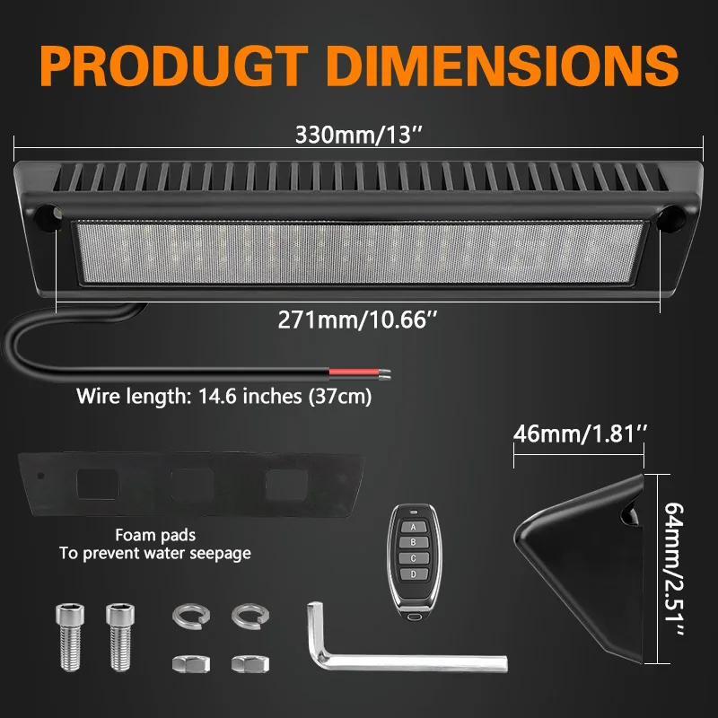 13/9 Inch Side Marker Reading Light Awning RV LED Awning Porch Light with Remote White & Amber Dual Color for Campers Trailers