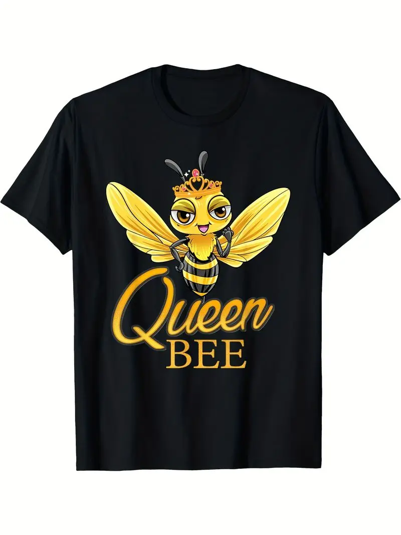 Queen Bee Cute Insect Shirt For Women Girls Funny Honeybee Graphic Tee Funny Shirts Mens 220G Soft Comfortable Short Sleeves
