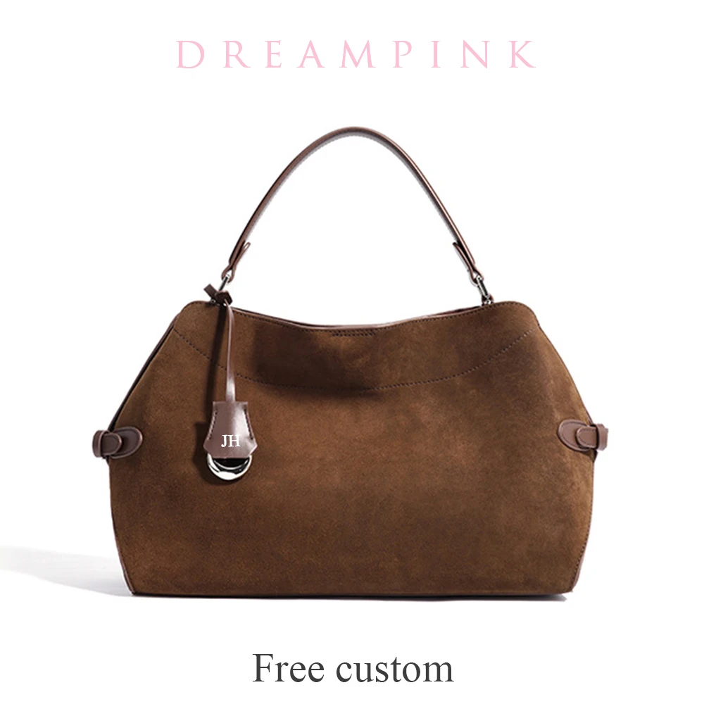 

Luxury Suede Women Handbags Fashion Custom Letters Female Tote Shoulder Bag Personalize Initials Velvet Real Leather Hobo Purse