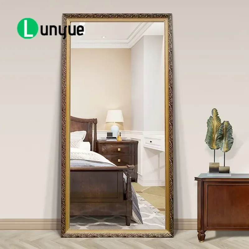 Classic European Style Explosion Proof Floor Standing Full Length Makeup Mirror for Bedroom Dressing Room Shatterproof Safety