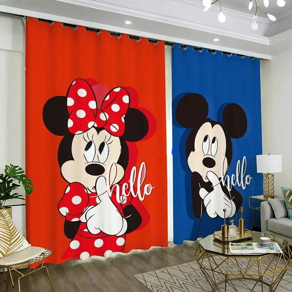 Anime Minnie Mickey Window Curtain Cartoon Shading Blackout Curtains for Living Room Bedroom Decoration Teens Girl Boy Kids Gift