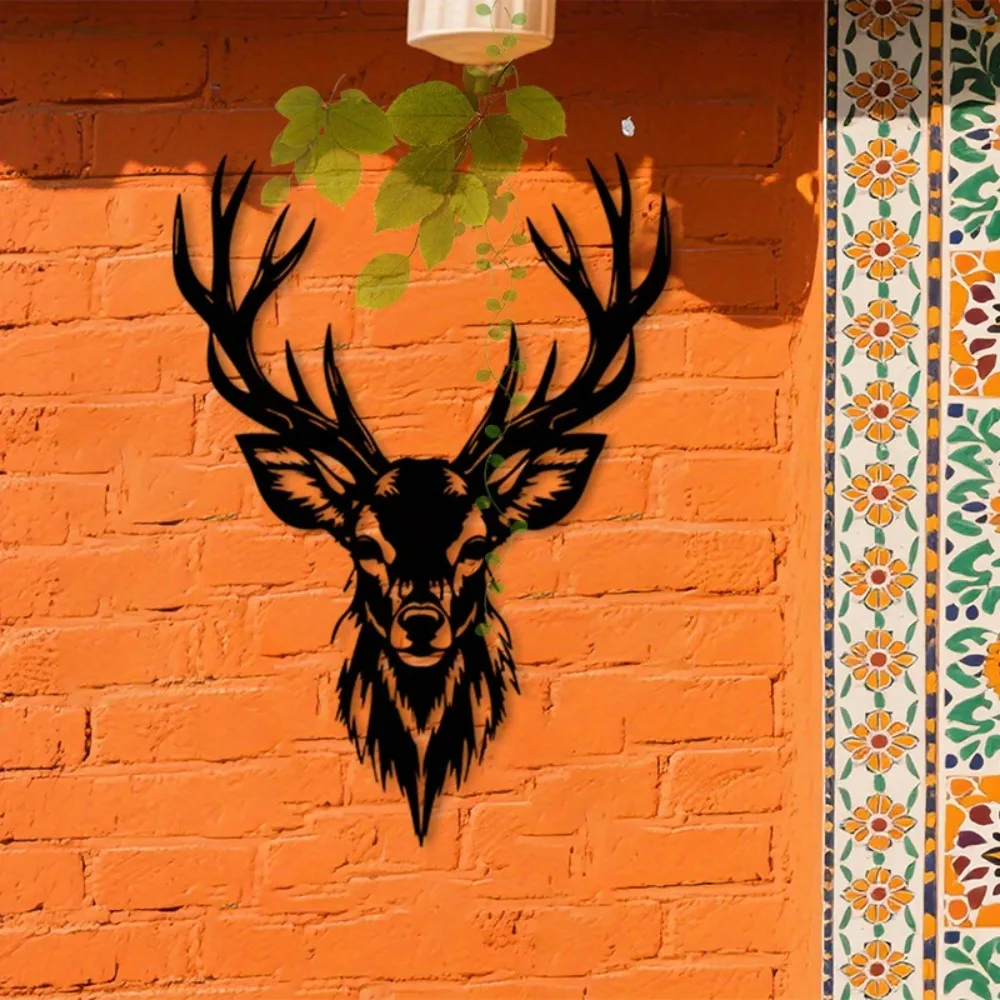 CIFBUY Metal Deer Head Wall Art Rustic Iron Hunting Trophy Sculpture Lodge Cabin Decor Rustic Home Accent Plaque