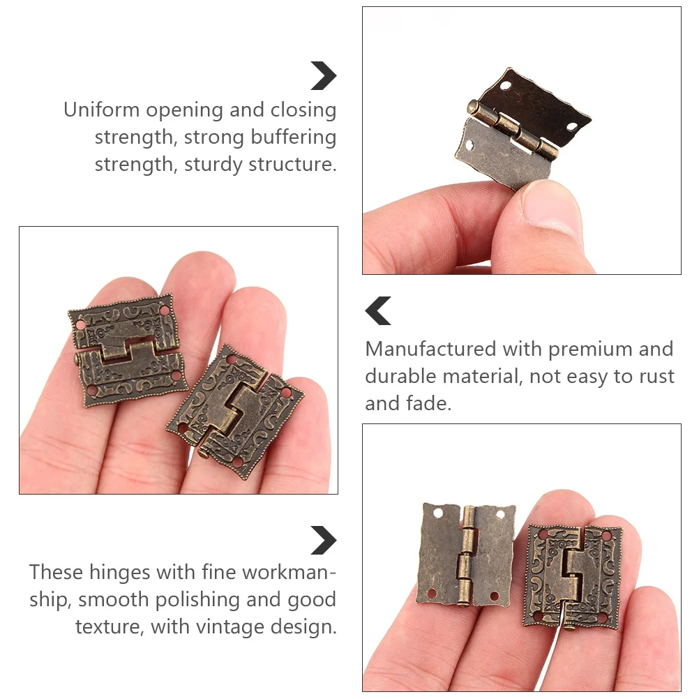 20 قطعة مفصلات سبيكة منحوتة تصميم جوفاء لصندوق خشبي علبة مجوهرات خزانة باب خمر نمط دائم أجهزة افتتاح سلسة