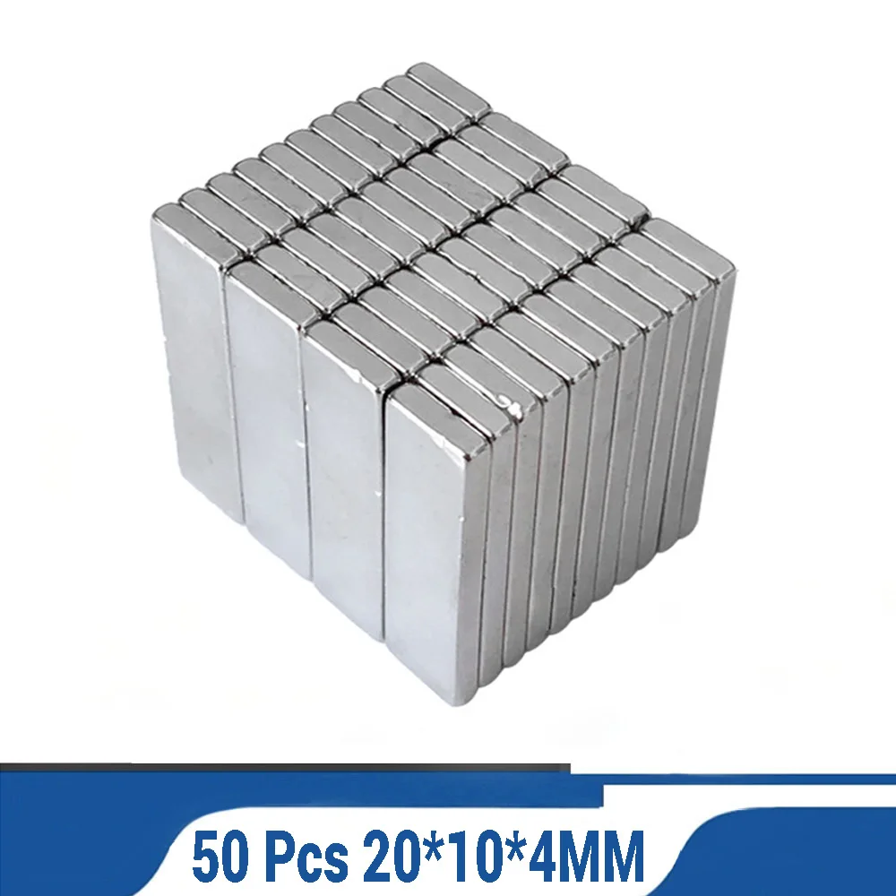 

50 Pcs Block NdFeB Square Permanent Neodymium Magnet 20*10*4MM Super Strong Sheet Neodymium Rare Earth Magnetic Magnets