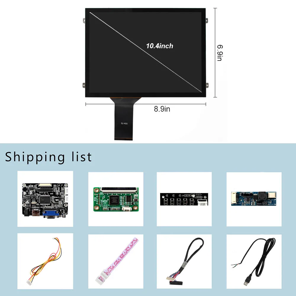 VSDISPLAY 10.4 inch 1024x768 IPS TFT-LCD Display 10.4" Capacitive Touch panel screen with HD-MI VGA AV LCD Controller Board