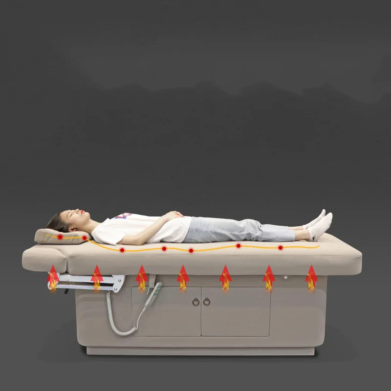 الطراز الحديث مع مقصورات تخزين الأضواء الملونة 3 أدوات تحكم في المحركات مساند للذراعين الناعمة سرير تدليك سرير التجميل #6