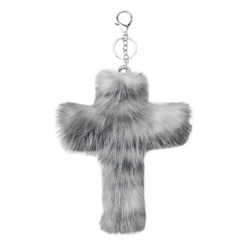 Ästhetischer Zebra-Leoparden-Print Kreuz-Schlüsselanhänger Punk Grunge Rock Charm Goth Schmuck Accessoires – Detail 9