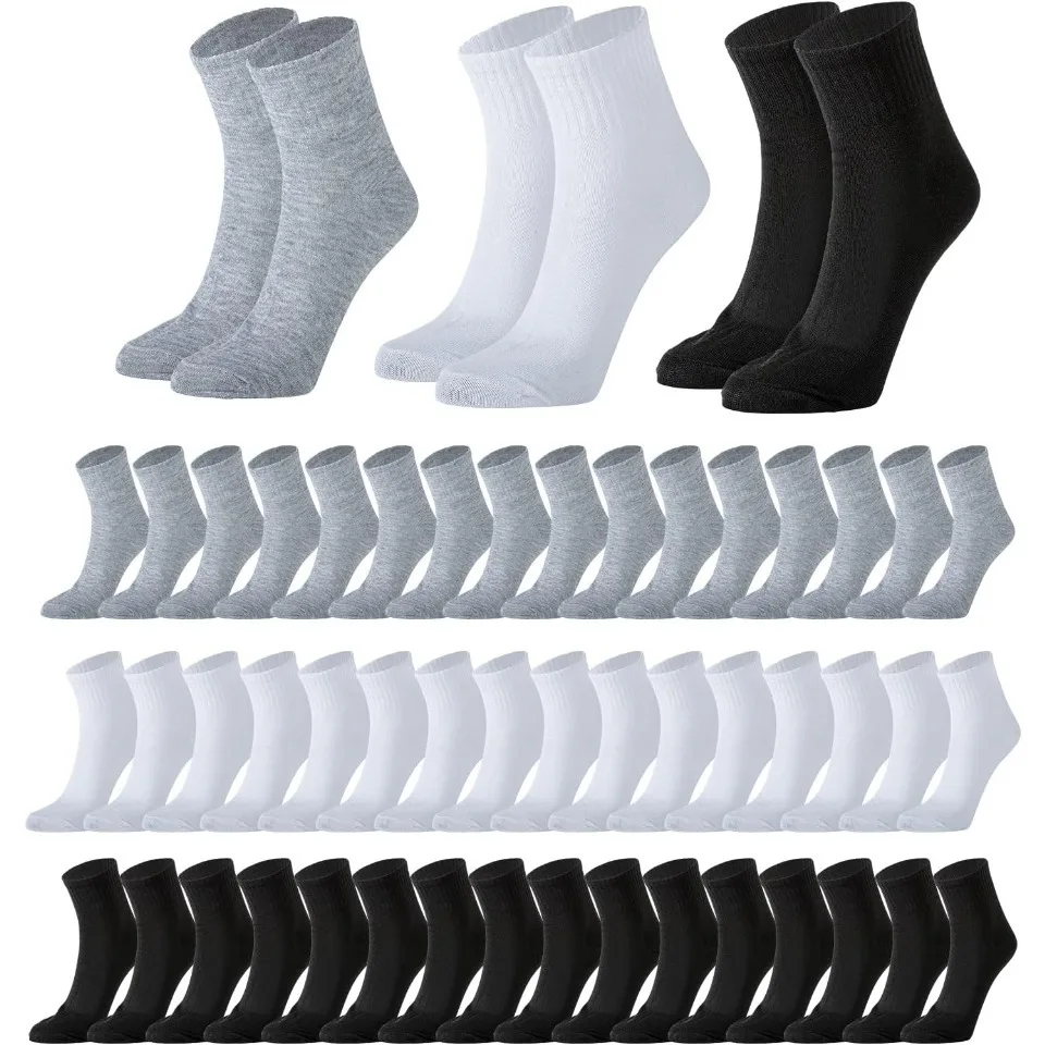 

120 Pairs Mens Quarter Ankle Socks Athletic Moisture Socks Casual Sports Socks Bulk Pack for Homeless Unisex Men Women