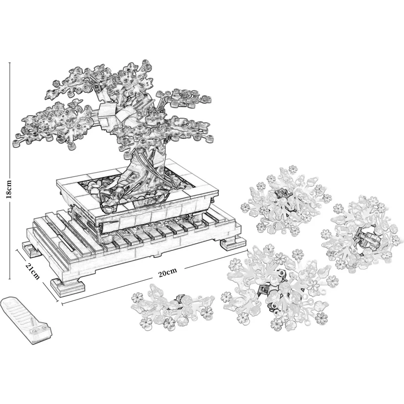 Drzewo Bonsai bukiet kwiatów klocki budowlane Model domu roślina dekoracyjna doniczkowy prezent zestaw dla dzieci kompatybilny 10281