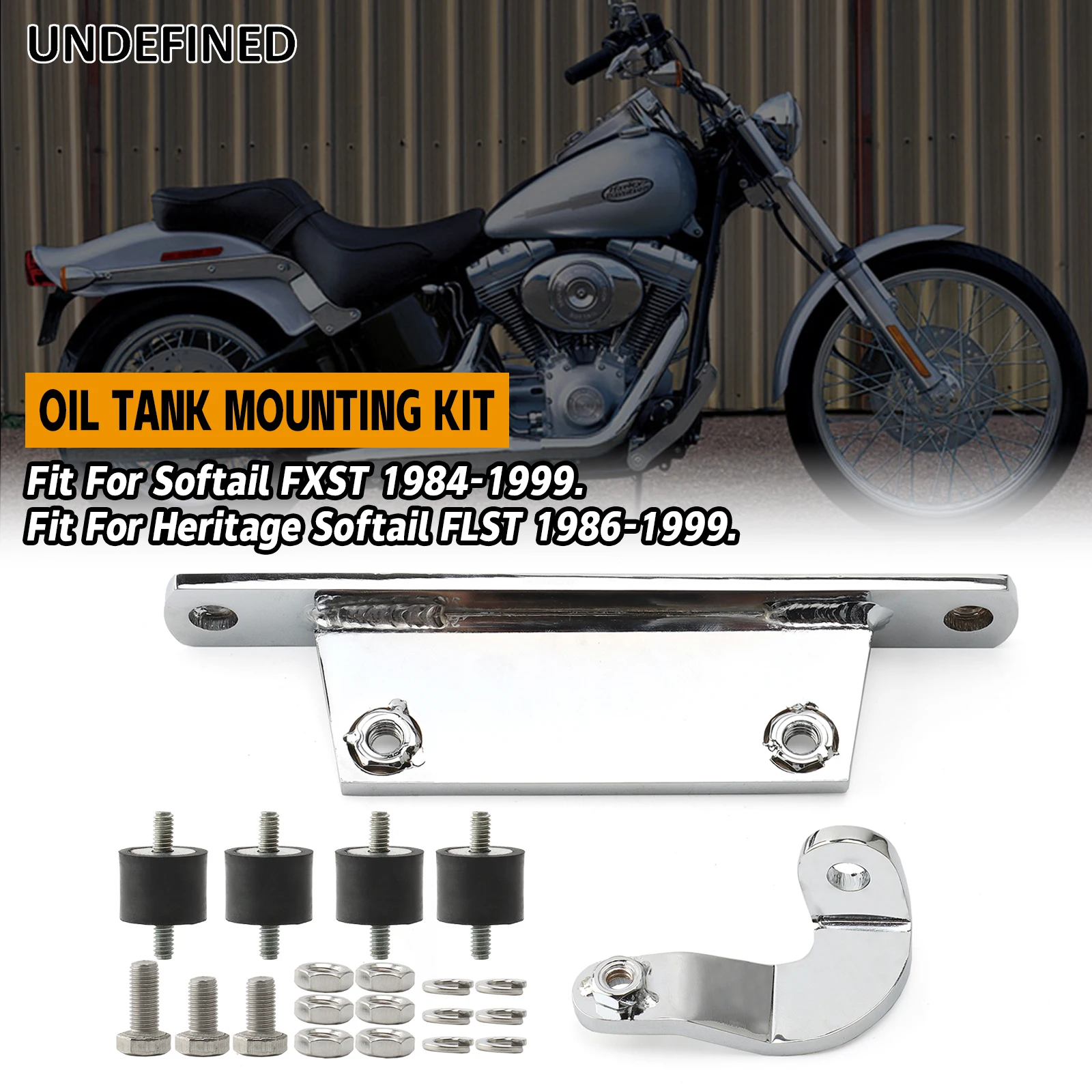 Motorcycle Horse Shoe Oil Tank Mount Kit Bracket ISO for Harley Softail FXST 1984-1999  Heritage Softail FLST 1986-1999 Chrome