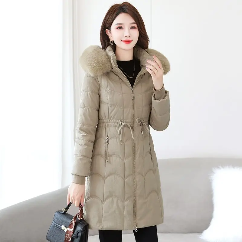 Parkas Warm Casual Parka Jacket 2025 New Winter Coat Women Overcoat Long Jackets Fur Collar Lining Thick Black Snow Outerwear