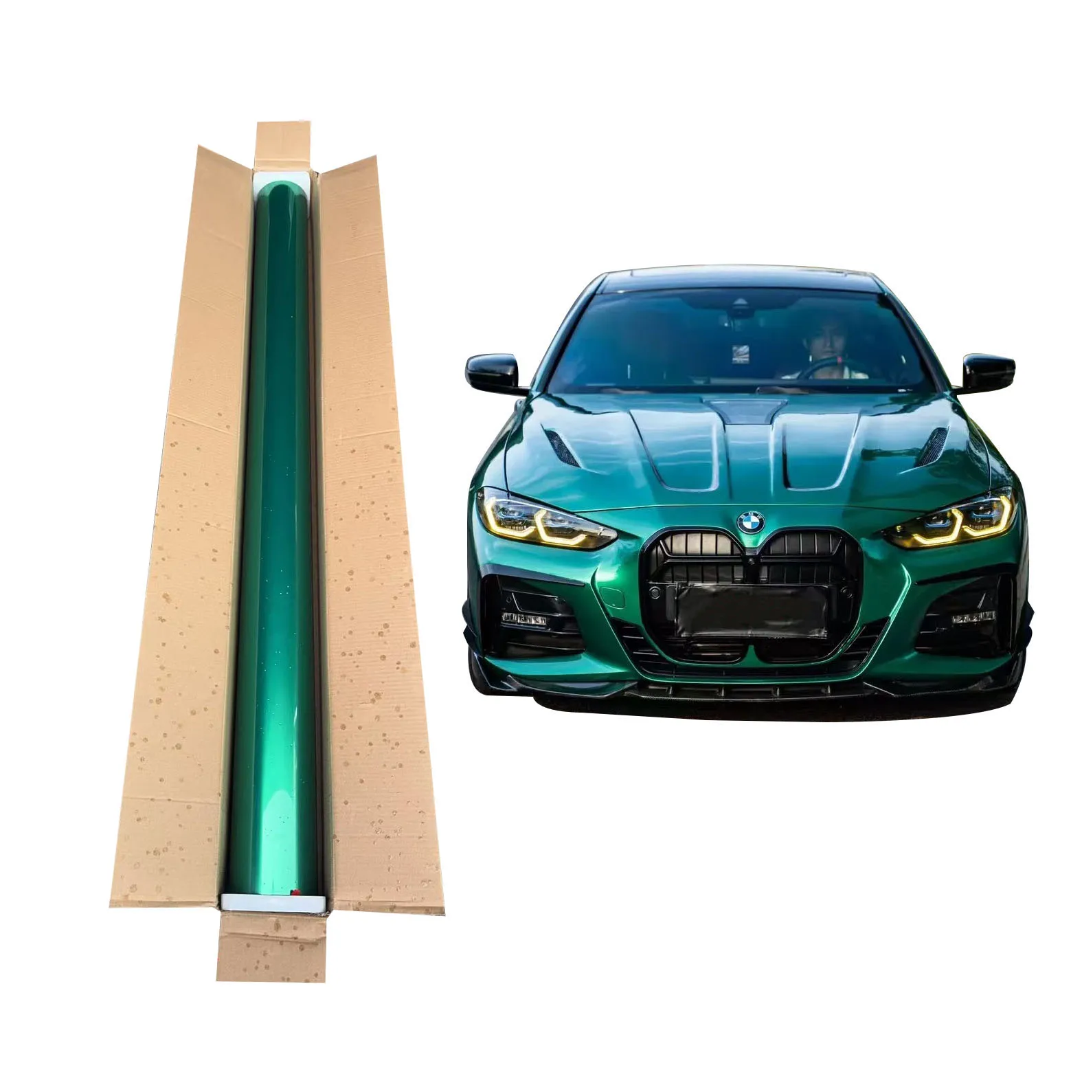 

Глянцевая оригинальная краска, ПЭТ-материал, самоклеящаяся, устойчивая к ультрафиолетовому излучению, самовосстанавливающаяся зеленая автомобильная пленка, виниловый рулон, LSLE, мужская пленка для кузова автомобиля