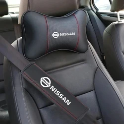 PU Leather Car Headrest Pillow Seatbelt Shoulder Pad For Nissan X-trail Qashqai Note Juke Sentra Patrol Navara Micra Leaf Almera