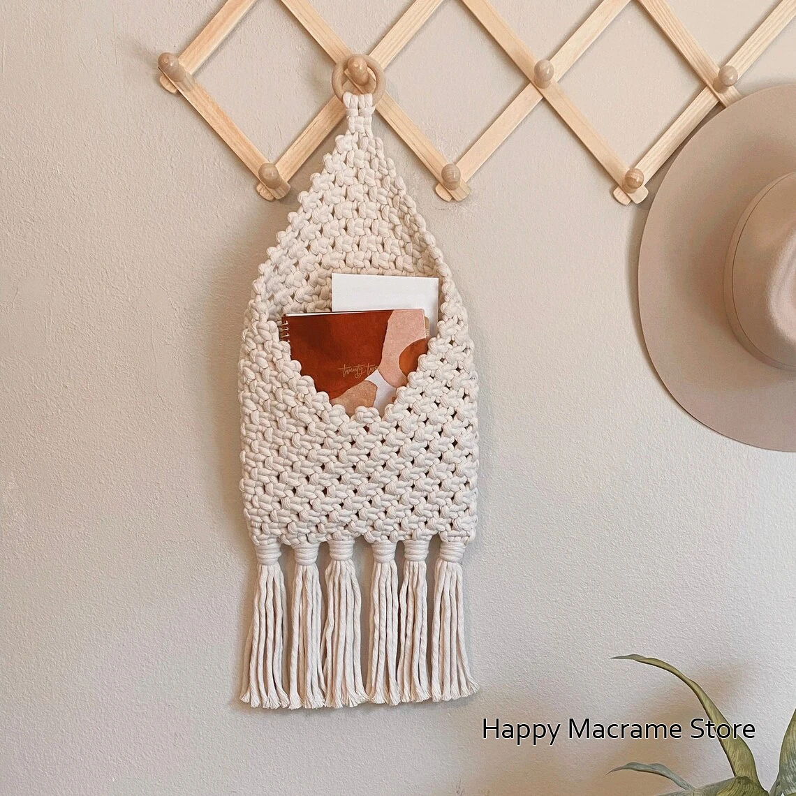 Macrame Boho Pocket Macrame Wall Holder Magazines Macrame Mail Holder Macrame Book Holder  Boho Mail Organize